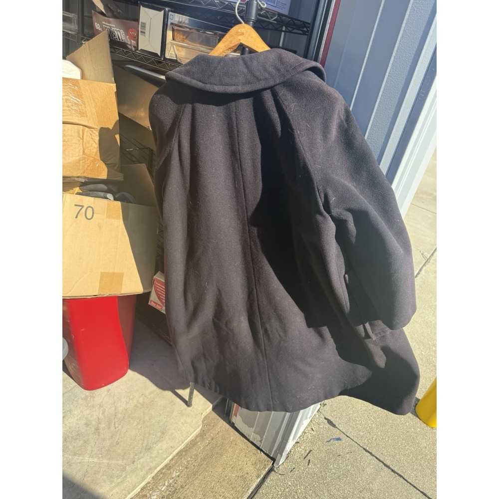 Vintage Imported Cashmere Black Long Coat Satin Lined Women's Overcoat Jacket - Picture 12 of 12